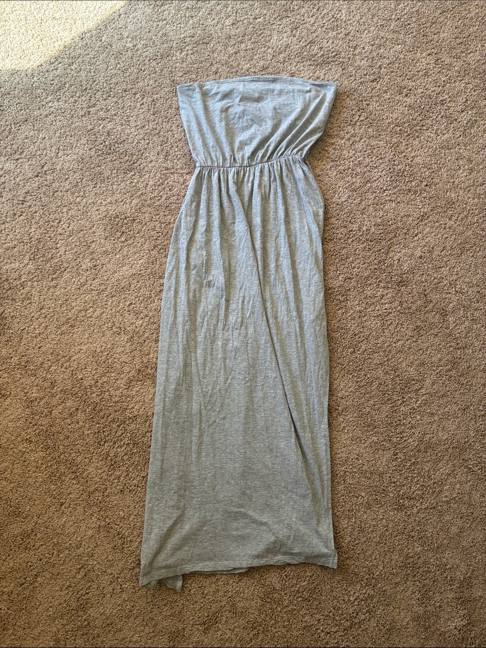 H&M Strapless Gray Elastic-Waist Maxi Dress
